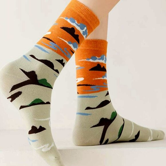 Nature Pattern Cotton Socks 4 Pair Med - Picture 6 of 7